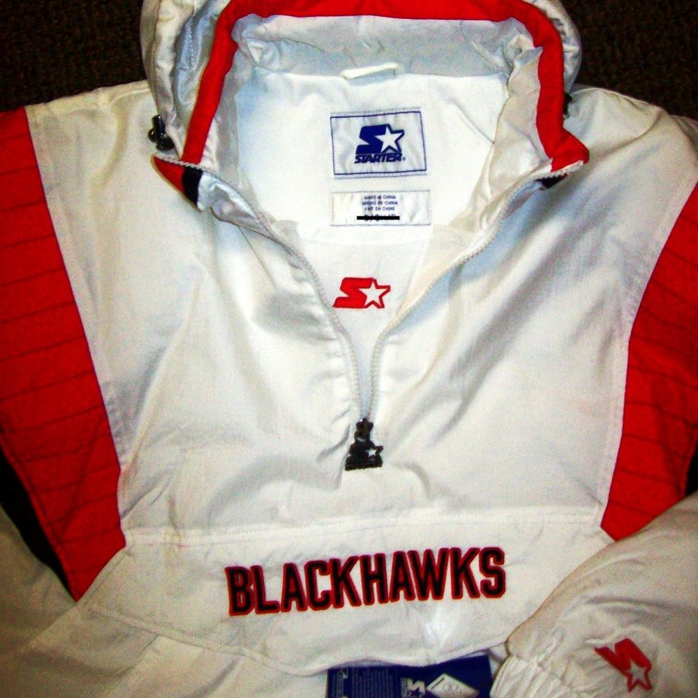 CHICAGO BLACKHAWKS Starter Half Zip Jacket WHITE